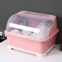 厨房防尘塑料碗柜带盖沥水架装碗碟筷收纳盒放碗收纳箱置物架子