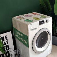 滚筒洗衣机床头柜盖布多用棉麻盖巾罩防|恐龙 60*170双开门冰箱常用(防水防污)