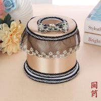 卫生间面包式纸巾盒欧式蕾丝布艺纸抽盒子卷纸抽纸盒套车用客厅|锦绣-咖(圆筒)