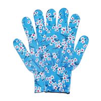 耐磨劳动家务干活纱线印花劳保耐磨工作防滑花色手套夏季薄款尼龙|宝蓝色梅花 12双