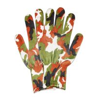 耐磨劳动家务干活纱线印花劳保耐磨工作防滑花色手套夏季薄款尼龙|军绿色迷彩 24双