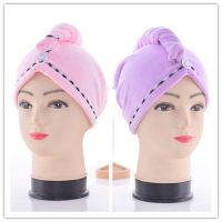 女不掉干发帽毛包头巾加厚成人吸水速干长可爱浴帽|粉色+紫色(2个装)