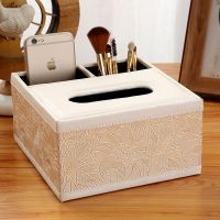 创意纸巾盒抽纸盒茶几客厅遥控器收纳盒家用餐巾纸抽盒简约可爱木|线方盒-繁花似锦
