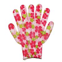 耐磨劳动家务干活纱线印花劳保耐磨工作防滑花色手套夏季薄款尼龙|粉白色红花 24双