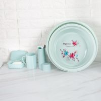 开学学生宿舍脸盆套装洗漱用品卫浴洗脸盆口杯洗刷男女洗脸7件套|精品五件套蓝色