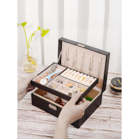 耳环耳钉项链收纳盒饰品首饰盒子大容量带锁耳饰戒指手饰品珠宝盒