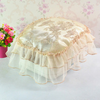 家用椭圆电饭锅罩田园布艺蕾丝居家电饭锅套防油防尘保护罩|椭圆形绣花款花香米白色