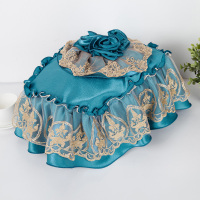 家用椭圆电饭锅罩田园布艺蕾丝居家电饭锅套防油防尘保护罩|椭圆蝶恋情深蓝色