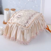 家用椭圆电饭锅罩田园布艺蕾丝居家电饭锅套防油防尘保护罩|椭圆形玫瑰金线米色