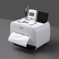 多功能创意桌面纸巾盒客厅茶几遥控器收纳盒家用卫生间抽纸盒简约|简约带抽屉款-白色