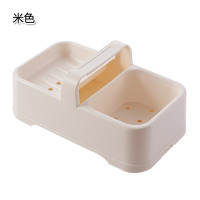 加厚塑料手提香皂盒肥皂盒 卫生间双格沥水皂盒皂托肥皂架|米色
