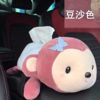 纸巾盒同款皮皮猴创意汽车椅背可爱卡通挂式抽纸盒车载抽纸套|豆豆猴【豆沙色】1只装
