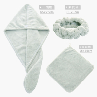 乐菲思加厚干发帽女可爱强吸水长短发洗头包头毛巾浴帽擦头发速干|三件套/灰色[礼盒装]