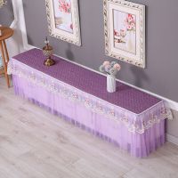 四季通用电视机罩电视柜防尘套蕾丝电视机盖布客厅电视柜防|心心相印沙边紫[高度40cm] 电视柜:宽45长200
