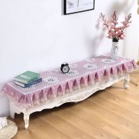 四季通用电视机罩电视柜防尘套蕾丝电视机盖布客厅电视柜防|花冠紫[高度15cm] 电视机:宽135高80[55寸]