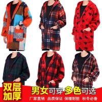 韩版罩衣成人长袖加绒加厚护衣时尚羽绒服外套工作服厨房防油围裙