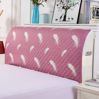 床头罩弹力软包加厚夹棉床头防尘罩床头靠背套1.5米1.8实木床头罩|紫大羽毛床头罩 1.8米