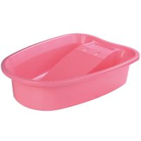 加厚防滑洗衣盆带搓衣板家用塑料搓衣盆内衣婴儿搓板盆随机色发货|马卡龙红色9518