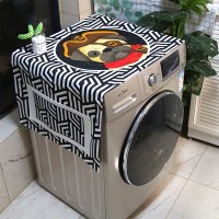 棉麻布艺防尘防水上开滚筒洗衣机罩床头柜盖布冰箱微波炉万能盖巾|海盗狗狗14 65*170cm（双开门冰箱）