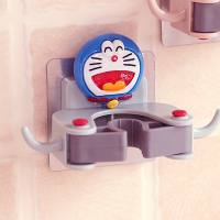 可爱免打孔拖把壁挂式夹子无痕浴室挂钩拖把挂架子多功能扫把|蓝胖子(款式2)