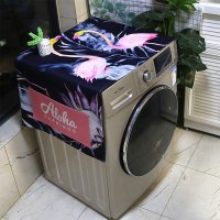 棉麻布艺防尘防水上开滚筒洗衣机罩床头柜盖布冰箱微波炉万能盖巾|粉火烈鸟20 45*130cm（小冰箱/洗衣机罩）