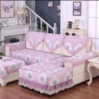 棉麻盖巾四季通用沙发巾靠背巾扶手巾沙发垫全盖防尘罩布艺沙发套|花开富贵-紫 150-85二连靠背巾