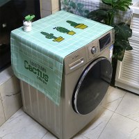 棉麻布艺防尘防水上开滚筒洗衣机罩床头柜盖布冰箱微波炉万能盖巾|小仙人掌21 60*150cm(洗衣机/单门冰箱)