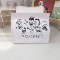 卡通桌面ins风纸巾套学生pu皮可爱家用抽纸韩国小熊纸巾盒纸巾抽|史努比和朋友们