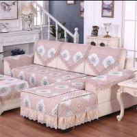 棉麻盖巾四季通用沙发巾靠背巾扶手巾沙发垫全盖防尘罩布艺沙发套|花开富贵-咖 坐垫80*160+花边
