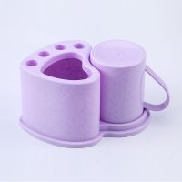 牙膏牙刷架洗澡间免打孔壁挂卫生间四口洗漱口杯子厨房浴室置物架|单杯[颜色随机发一套装]