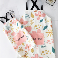 北欧ins女亲子家用厨房围裙防水背带式大人围兜交叉式防油污罩衣