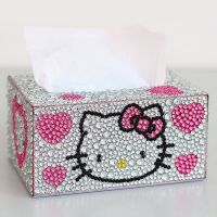 贴钻石画手工十字绣纸巾盒家居纸抽盒办公室用可爱卫生间汽车创意|凯蒂猫