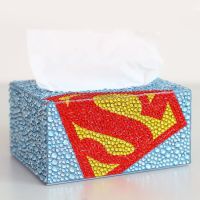 贴钻石画手工十字绣纸巾盒家居纸抽盒办公室用可爱卫生间汽车创意|超人