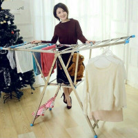 奥致质量保证售后无忧免安装不锈钢翼型折叠晾衣架婴儿晾衣杆