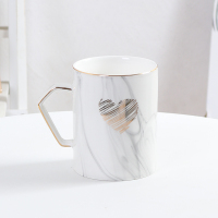 陶瓷漱口杯情侣套装创意牙刷杯一对洗漱杯北欧刷牙杯子家用牙缸杯|大理石直身爱心灰单杯