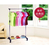 新疆双杆落地简易晾衣杆家用卧室内晒衣架折叠阳台挂衣服架子|单杆经典版