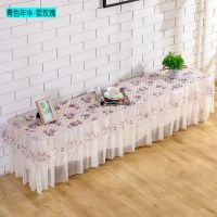 加厚防滑电视柜罩套宝妈家用客厅蕾丝长方形防尘台布四季美甲盖布|青色年华-紫玫瑰 电视柜宽35x长210高40(厘米)