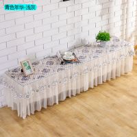 加厚防滑电视柜罩套宝妈家用客厅蕾丝长方形防尘台布四季美甲盖布|青色年华-浅灰 电视柜宽30x长60高40(厘米)