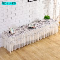 加厚防滑电视柜罩套宝妈家用客厅蕾丝长方形防尘台布四季美甲盖布|青色年华-紫灰 电视柜宽40x长240高40(厘米)