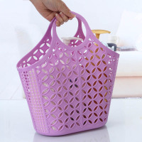 软质塑料手提篮抗摔收纳篮洗漱沐浴篮洗澡篮小购物篮针织篮整理筐
