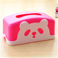 买二送一卡通熊猫纸巾盒塑料纸抽盒餐巾纸盒车用抽纸盒创意收纳盒|随机发3个颜色