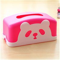 买二送一卡通熊猫纸巾盒塑料纸抽盒餐巾纸盒车用抽纸盒创意收纳盒|红色熊猫