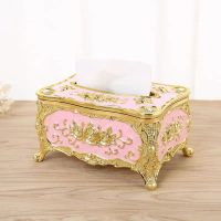 收纳盒奢华创意浮雕纸巾盒酒店客厅遥控器居家饰品多功能简约欧式|金粉(小号) 多功能