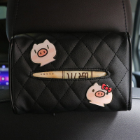 汽车椅背遮阳板车载纸巾盒抽创意可爱挂式抽纸盒车用纸盒车内用品|黑色—猪猪