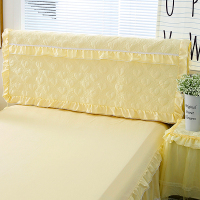 加厚床头套夹棉实木床头罩公主蕾丝布艺软包欧式保护套防尘罩|简-米黄 120cm宽*55cm高床头罩