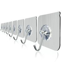 挂钩子石灰墙面白墙上粘胶免水泥贴挂勾宿舍壁粘钩打孔强力|透明款[40个装]304不锈钢钩头