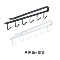 厨房隔板架衣柜橱柜式无痕免钉铁艺下挂挂钩收纳整理架悬挂围巾架|黑色-白色-各1个装