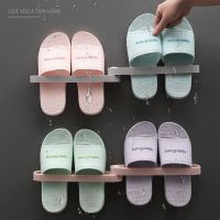 浴室拖鞋架厕所墙上卫生间置物架壁挂家用门后收纳架可折叠免打孔|1个装[一变二]-可放2双鞋 颜色随机