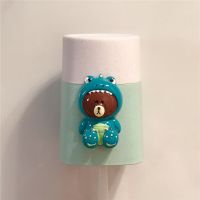 卡通可爱卫生间吸壁式儿童壁挂牙刷杯子牙缸杯牙刷架情侣漱口杯|恐龙熊
