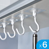 打孔粘钩挂钩强力壁挂承重粘胶贴墙壁粘贴门后免吸盘厨房挂钩无痕|大号旋转钩-6个装()